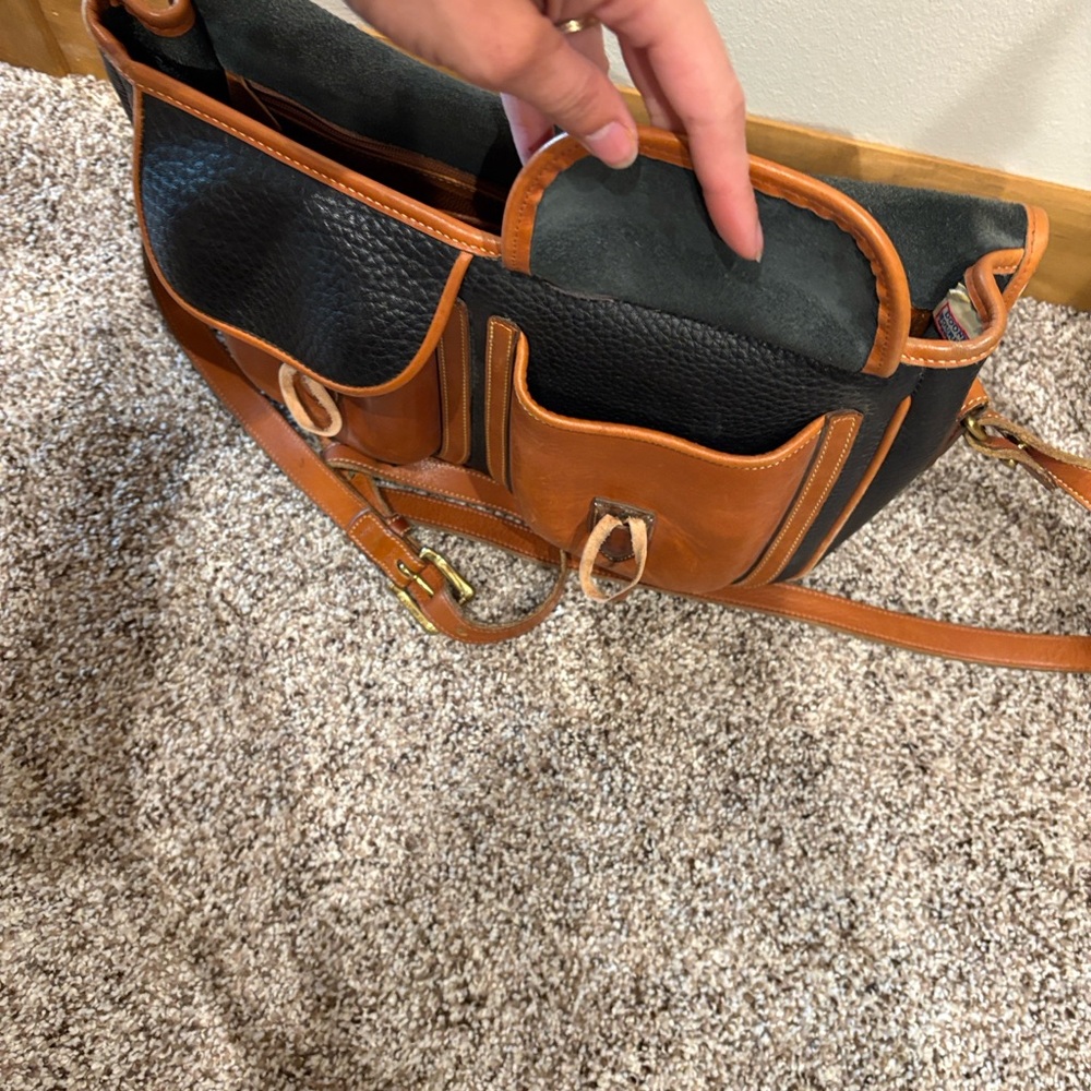 Dooney & Bourke Black and Tan Leather Shoulder Bag - Picture 7 of 10